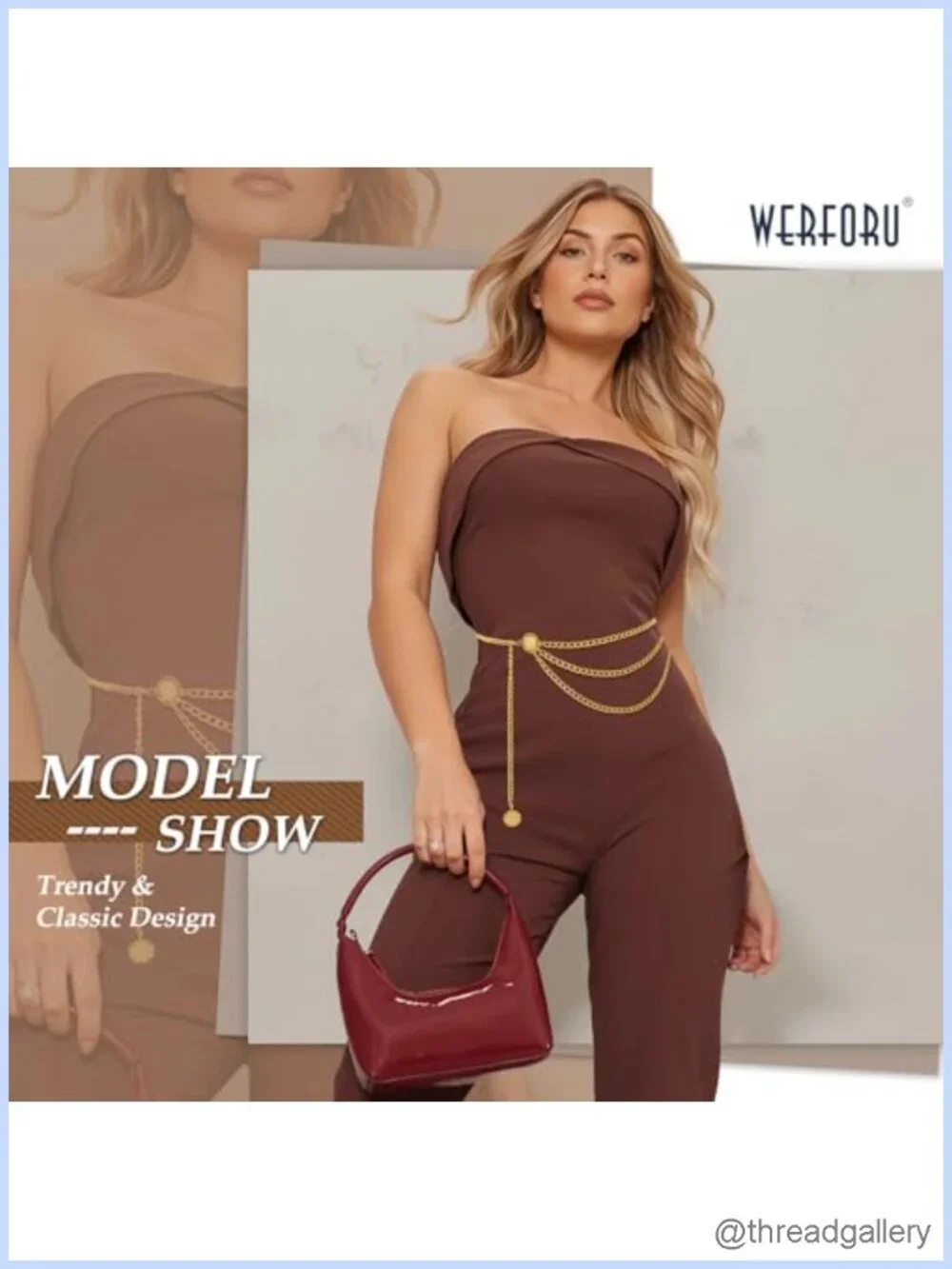 WERFORU Women Metal Waist Chain Belt Multilayer Gold Chain Belts for Women